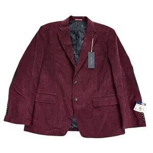 Tommy Hilfiger Mens Daltry Modern Fit Corduroy Sport Coat Burgundy 42S